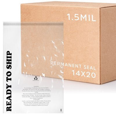14x20 Clear Poly Bags With Suffocating Warning