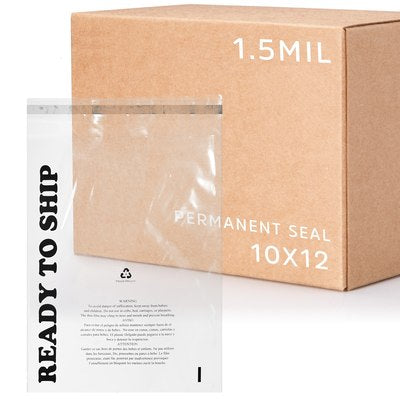 10" x 12" - Extra Strength Permanent Seal Polybag with Suffocation Warning Amazon Compliant