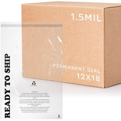 12" x 18" - Extra Strength Permanent Seal Polybag with Suffocation Warning Amazon Compliant