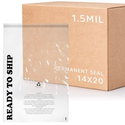 14" x 20" - Extra Strength Permanent Seal Polybag with Suffocation Warning Amazon Compliant