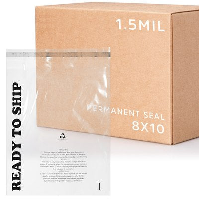 8" x 10" - Extra Strength Permanent Seal Polybag with Suffocation Warning Amazon Compliant